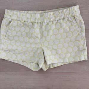 J.Crew Textured Yellow Dot Shorts Size 4 White Cream Lined
